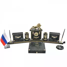 Настольный набор руководителя из мрамора "Лев"