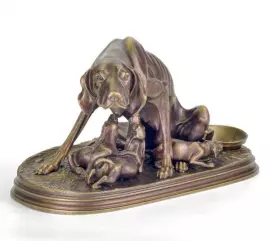 Скульптура из бронзы "Семейство легавых"