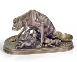 Скульптура из бронзы "Семейство легавых"