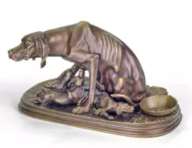 Скульптура из бронзы "Семейство легавых"