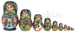 Матрешка на 10 мест "Зимняя деревня" 25 см