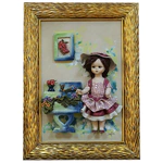 Rectangular painting "Doll standing at a stand with flowers"