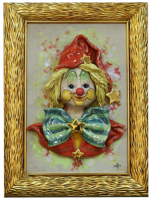 Rectangular painting "Clown with stars"