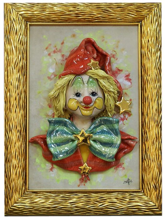 Rectangular painting "Clown with stars"