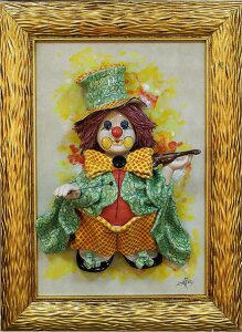Rectangular painting "Clown with violin"