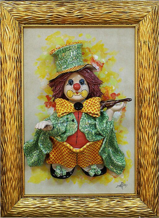 Rectangular painting "Clown with violin"