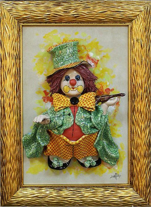 Rectangular painting "Clown with violin"