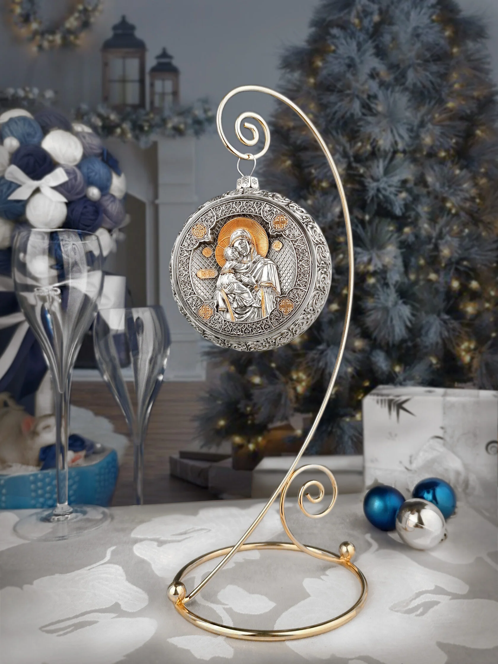 Set of 6 Silver Christmas balls "Christmas Holiday"