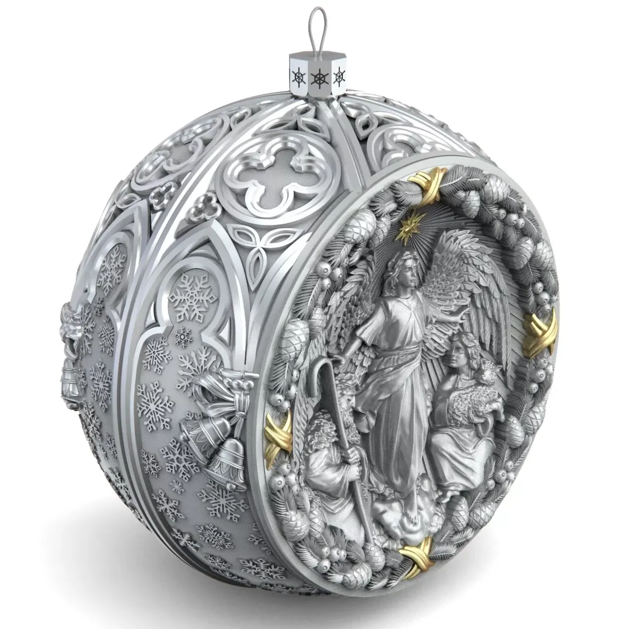 Set of 6 Silver Christmas balls "Christmas Holiday"