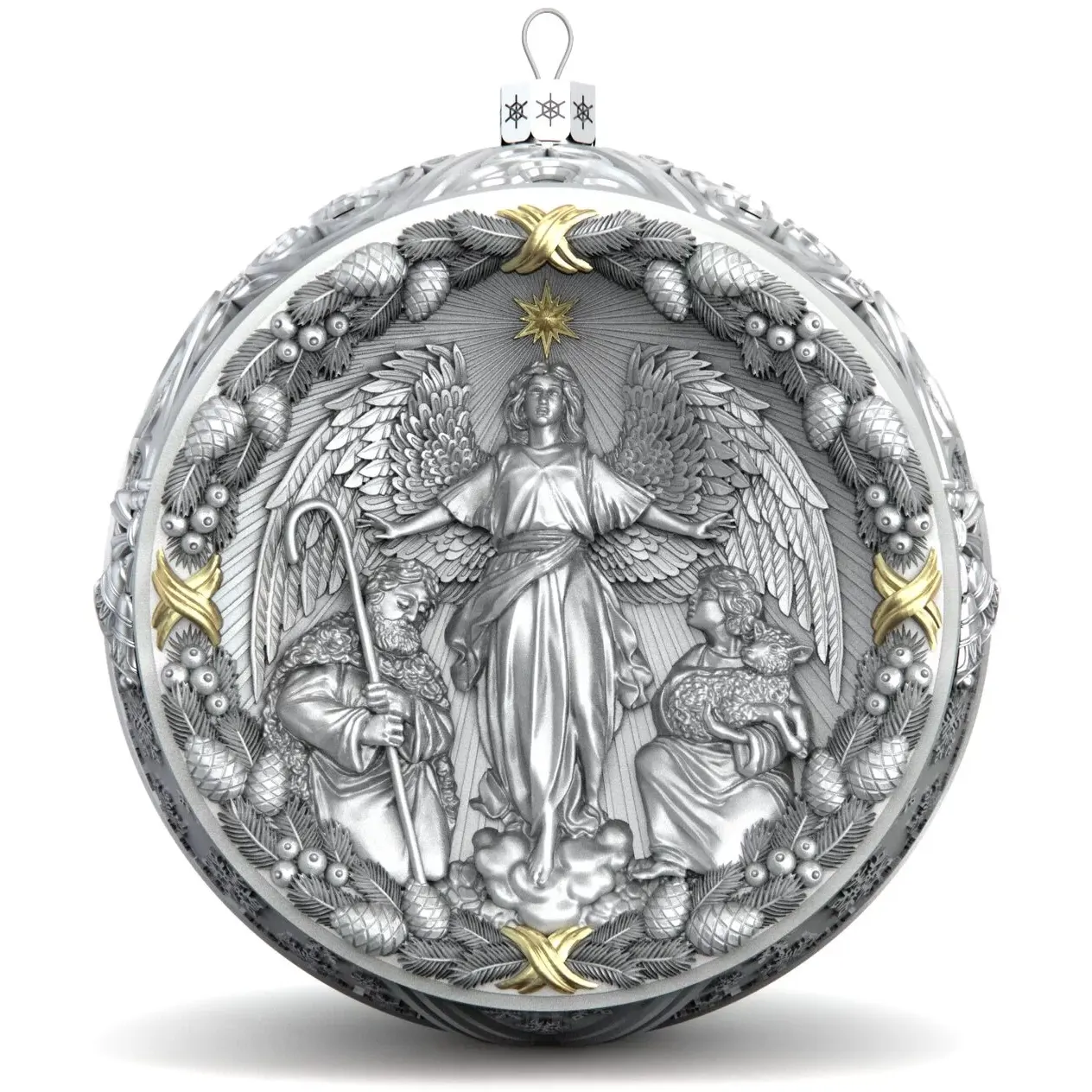 Set of 6 Silver Christmas balls "Christmas Holiday"