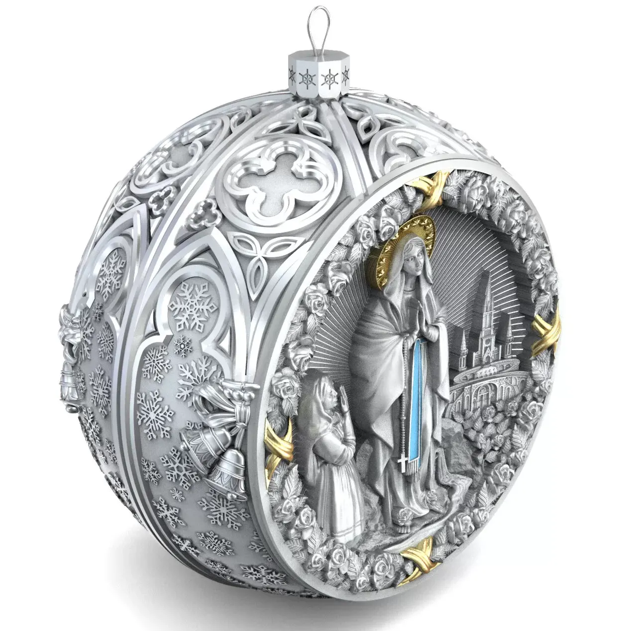 Set of 6 Silver Christmas balls "Christmas Holiday"