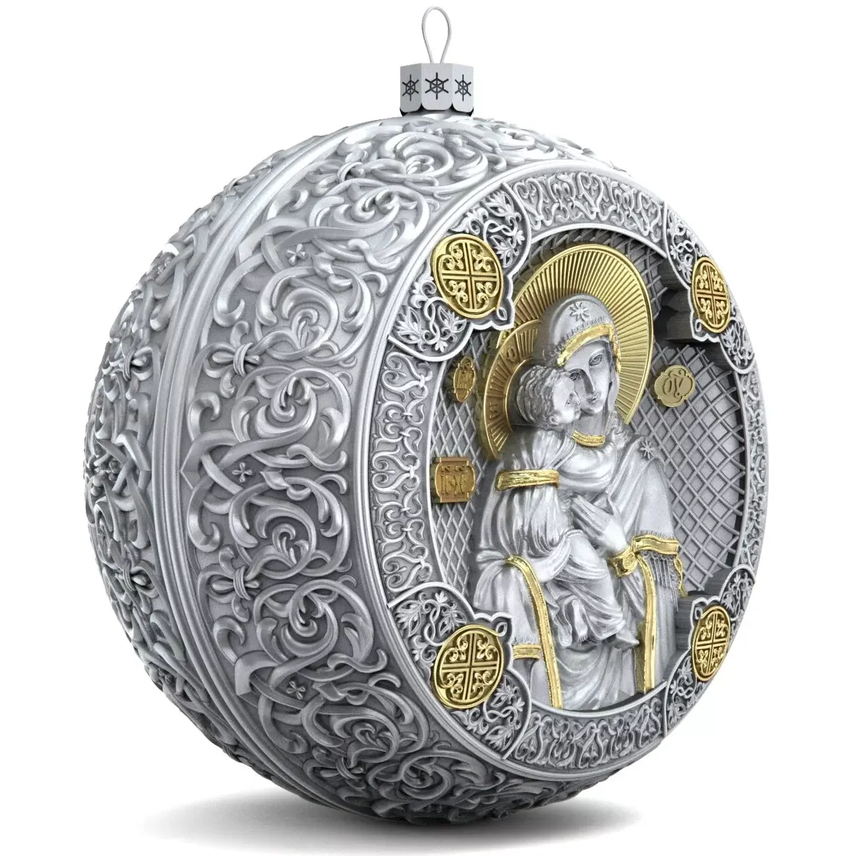 Set of 6 Silver Christmas balls "Christmas Holiday"