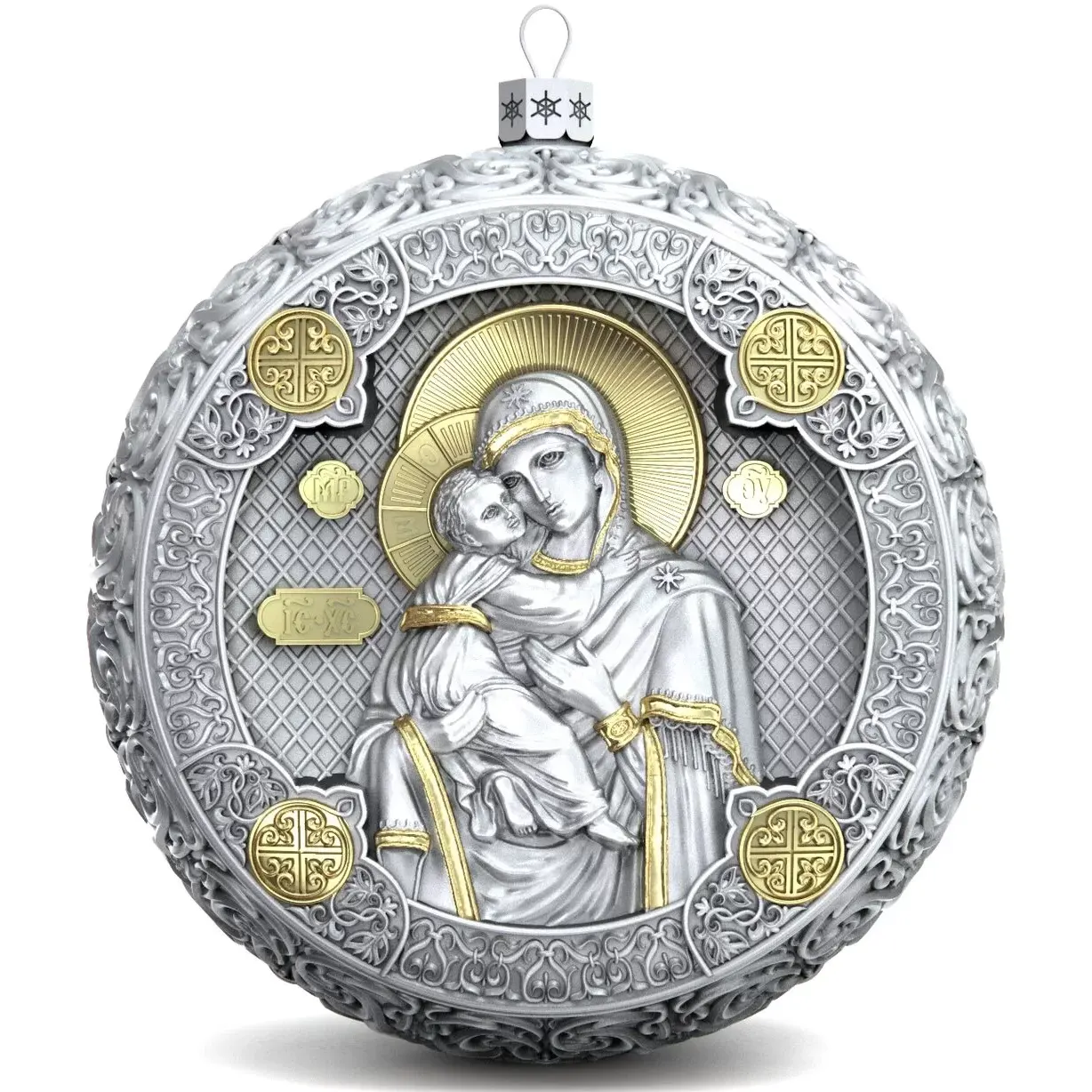 Set of 6 Silver Christmas balls "Christmas Holiday"