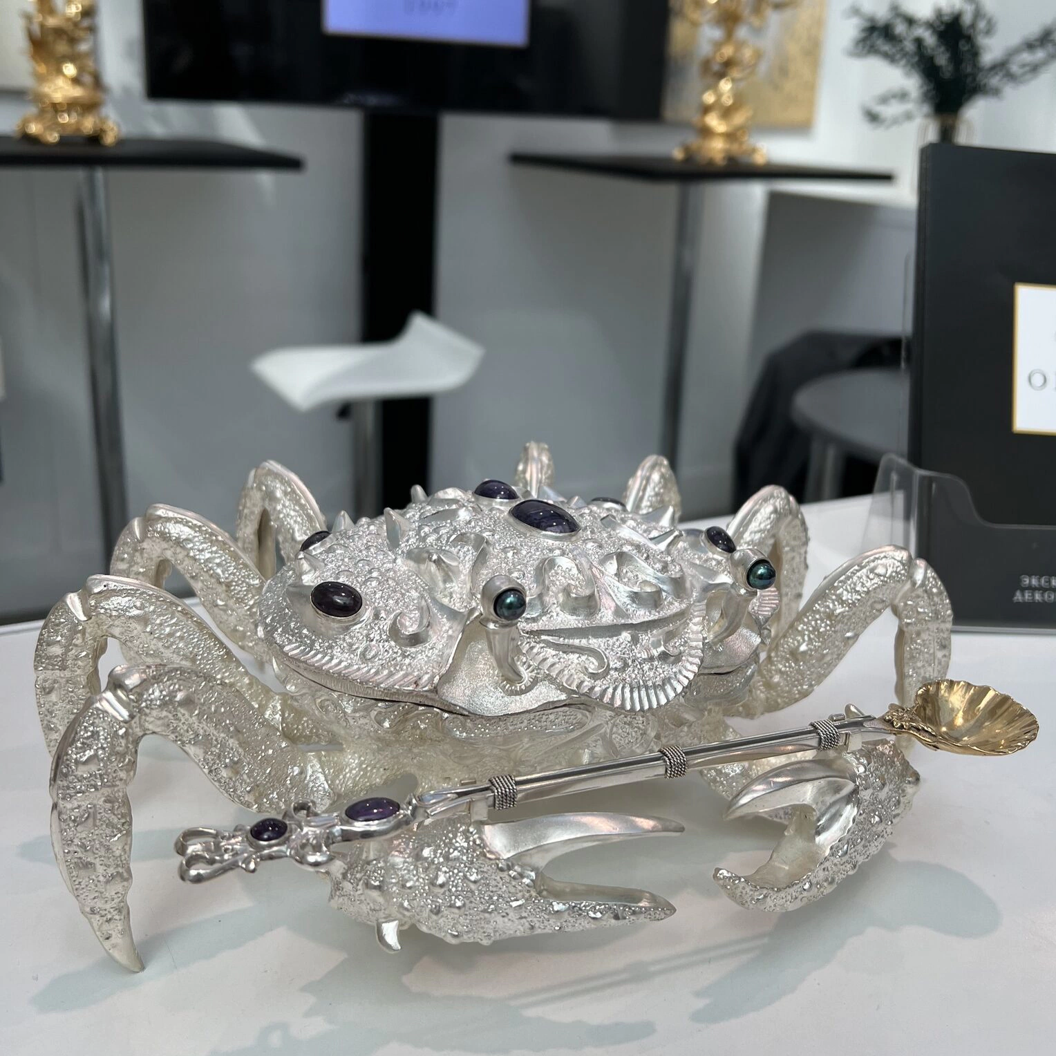 Посеребренная икорница "Краб"