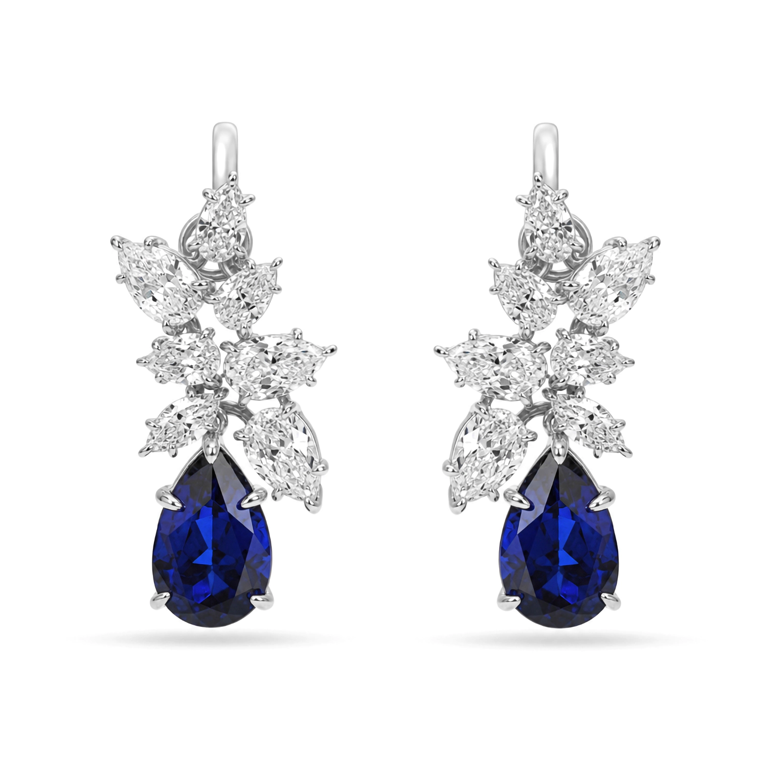 Серьги из серебра с синтетическими сапфирами