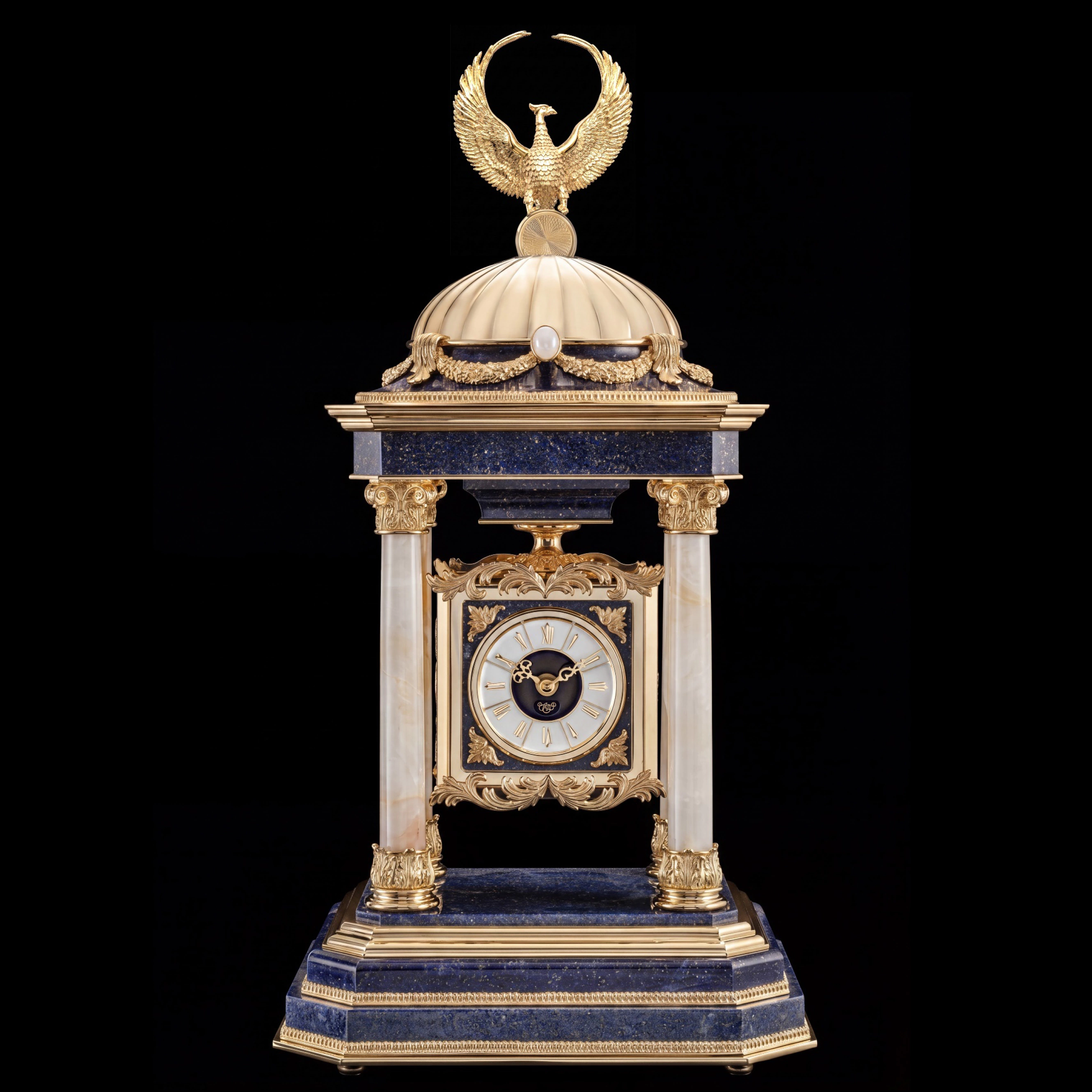 Каминные часы из лазурита и оникса "Huma Clock"