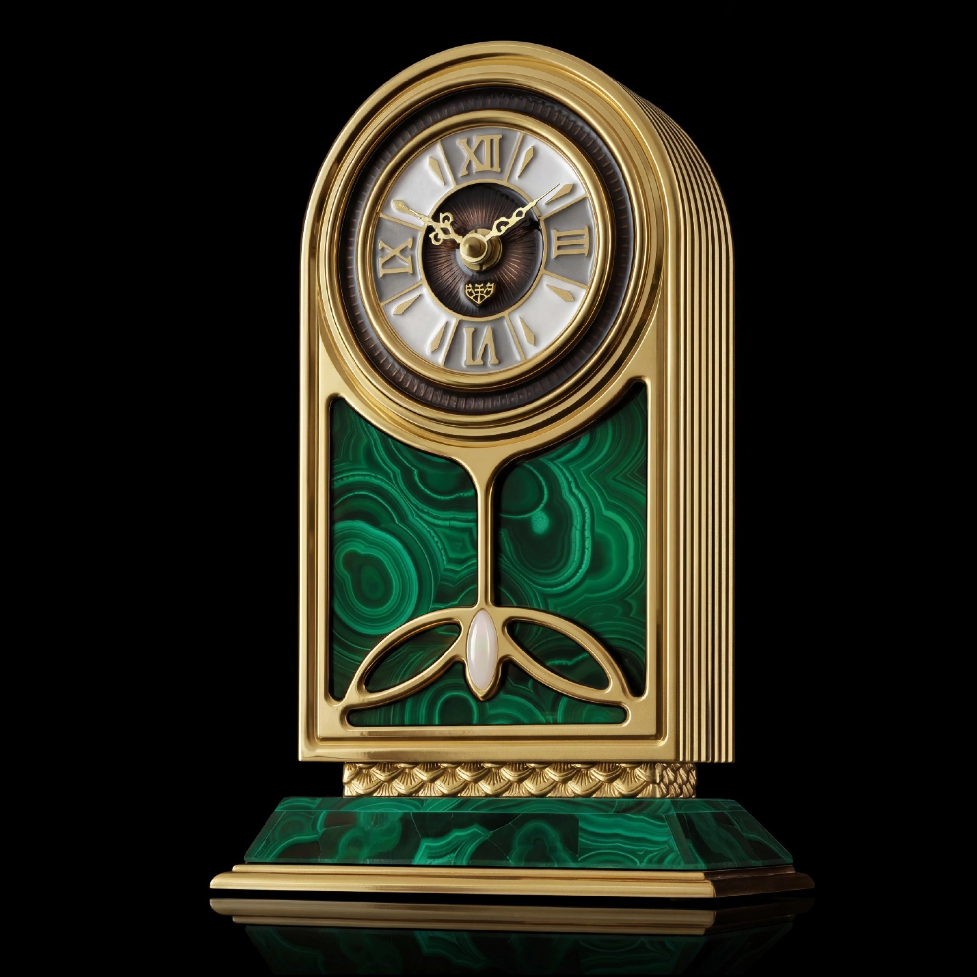 Часы из малахита и бронзы "Anita Clock"