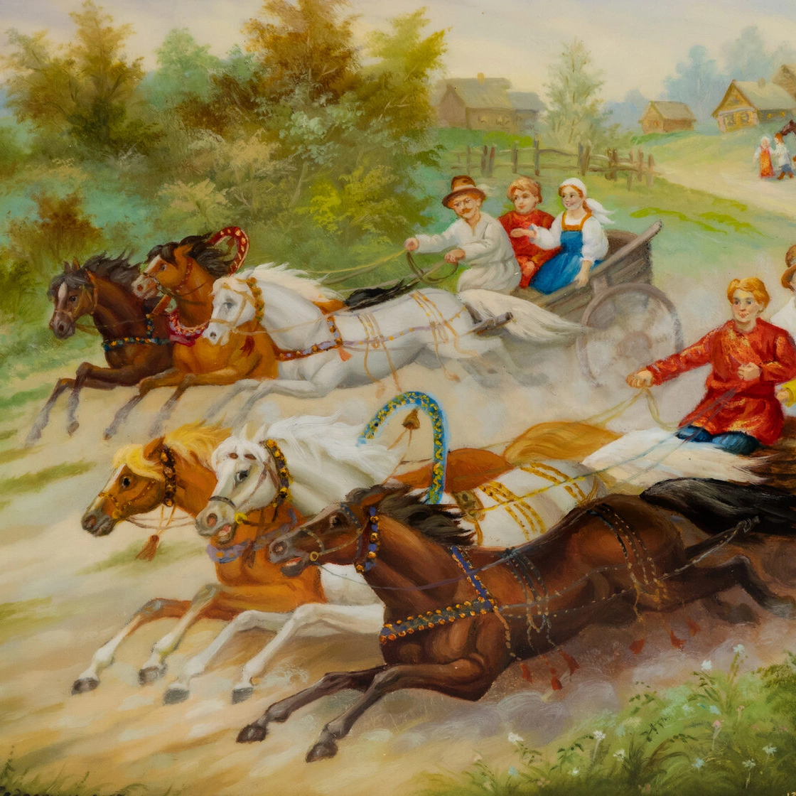 Шкатулка "На перегонки" Бурмистрова, Федоскино