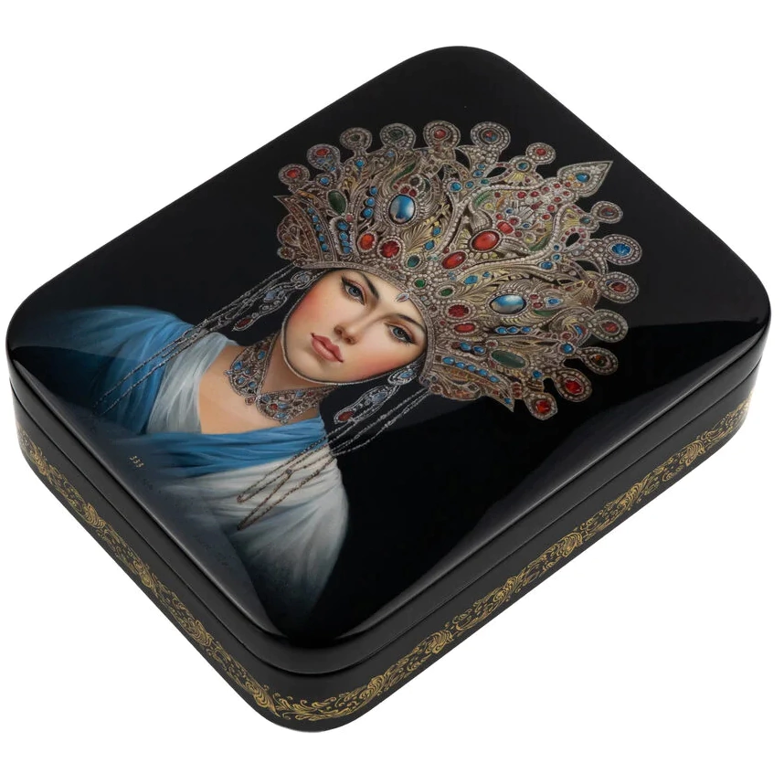 Шкатулка "Царица" Дерюженка, Федоскино