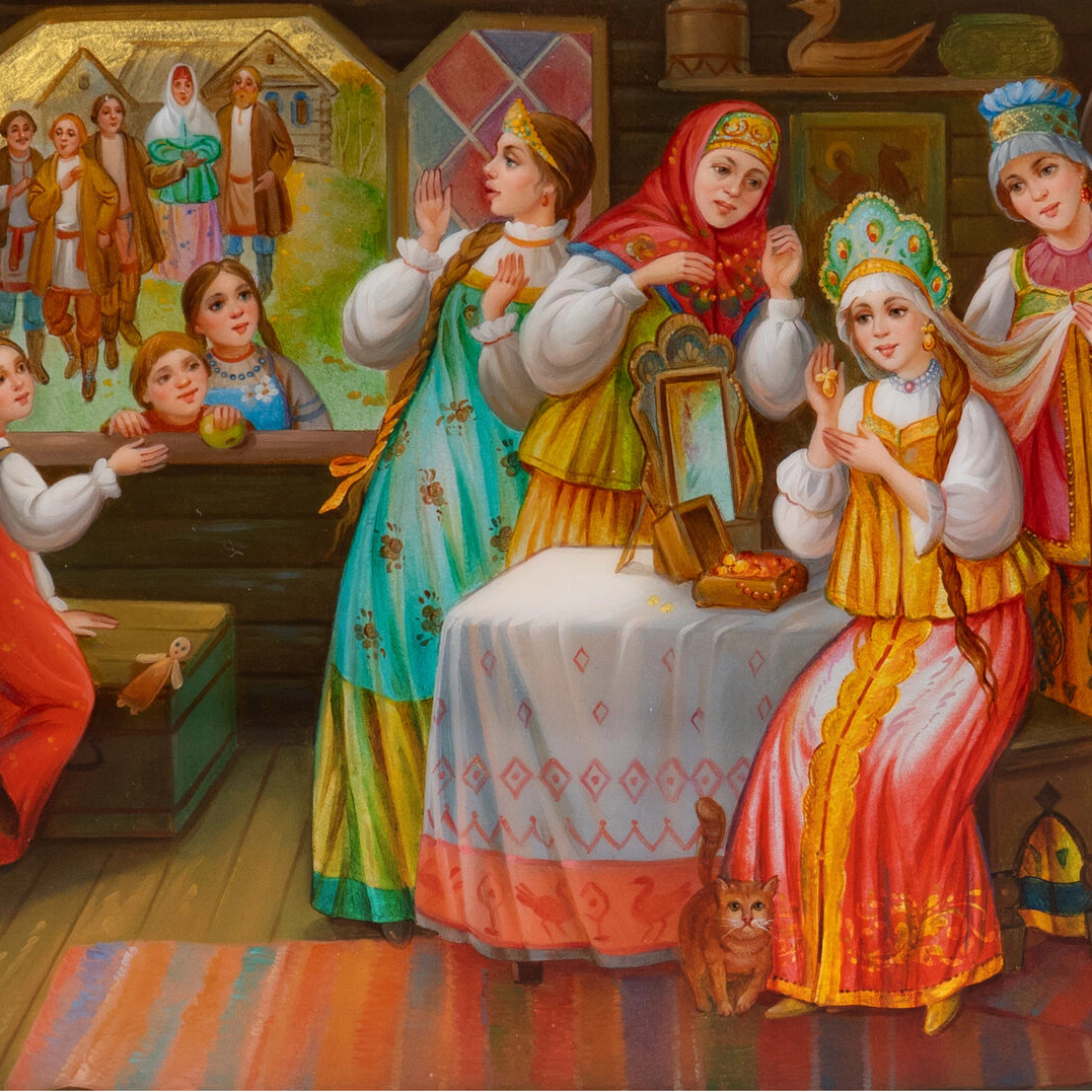 Шкатулка "Невеста" Бобровник, Федоскино