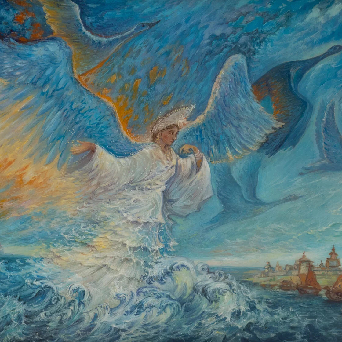 Шкатулка "Царевна-лебедь" Типяков, Федоскино