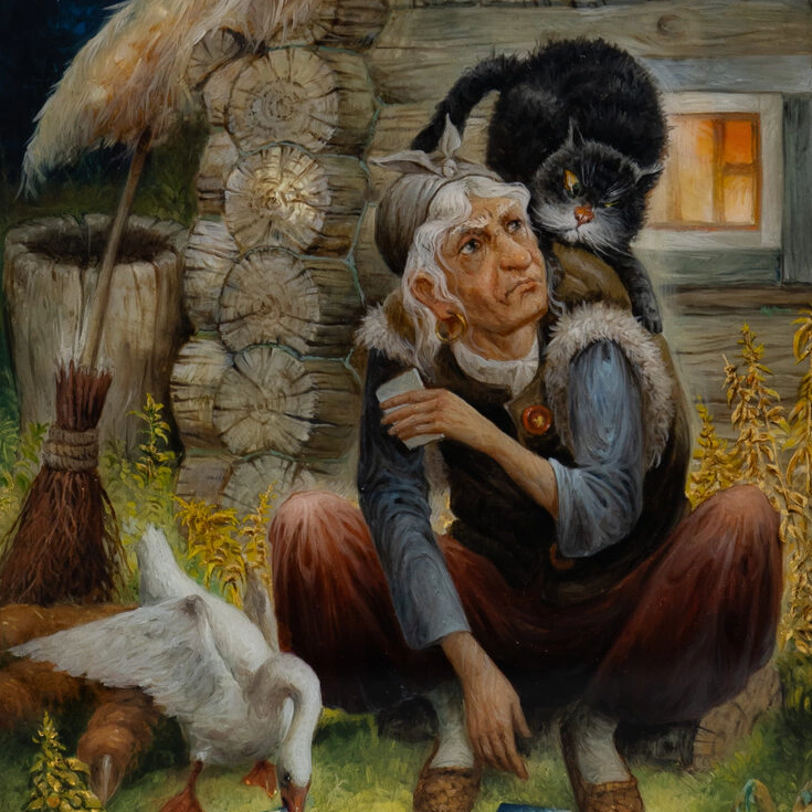 Шкатулка "Баба-яга" Борисов, Федоскино