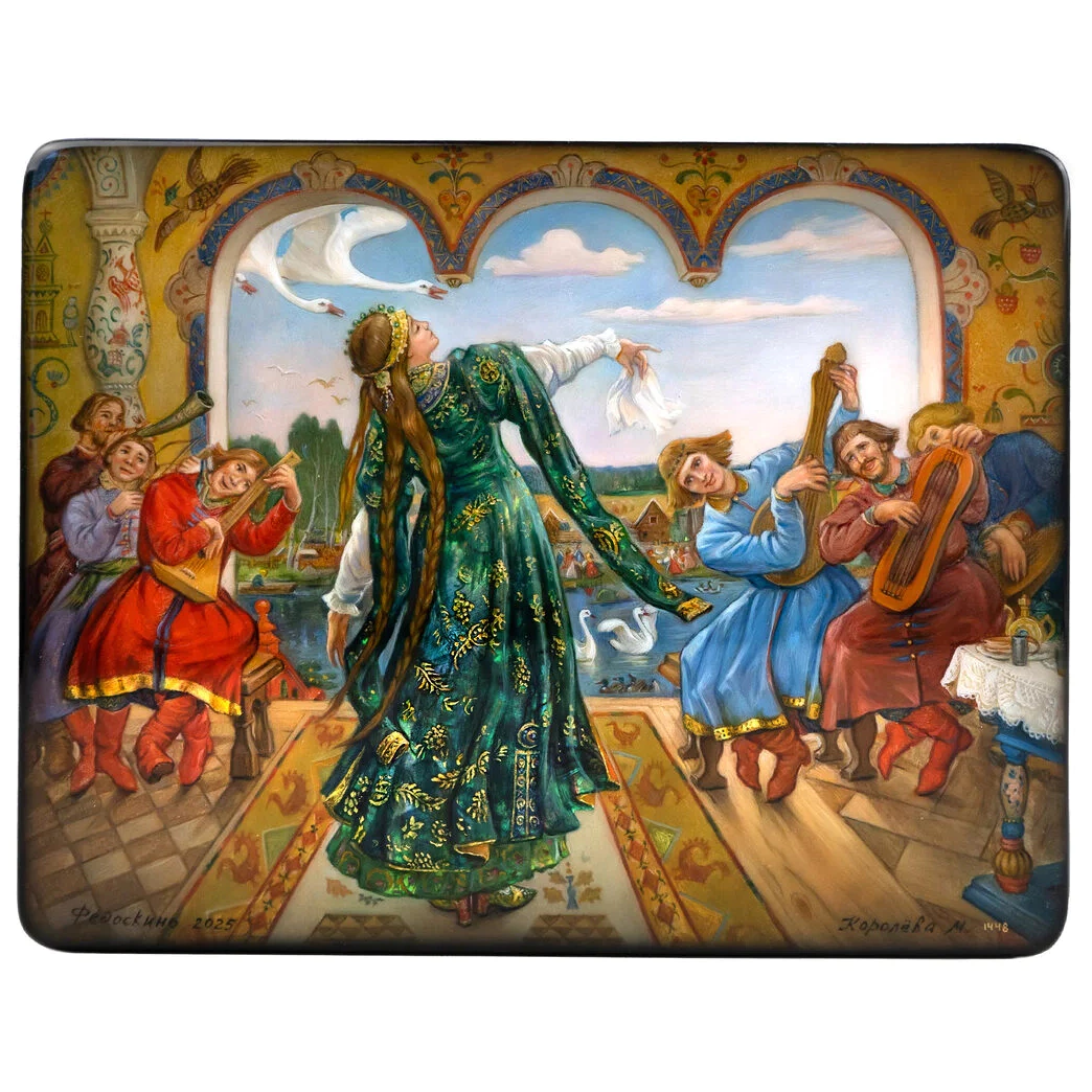 Шкатулка "Царевна-лягушка" Королева, Федоскино