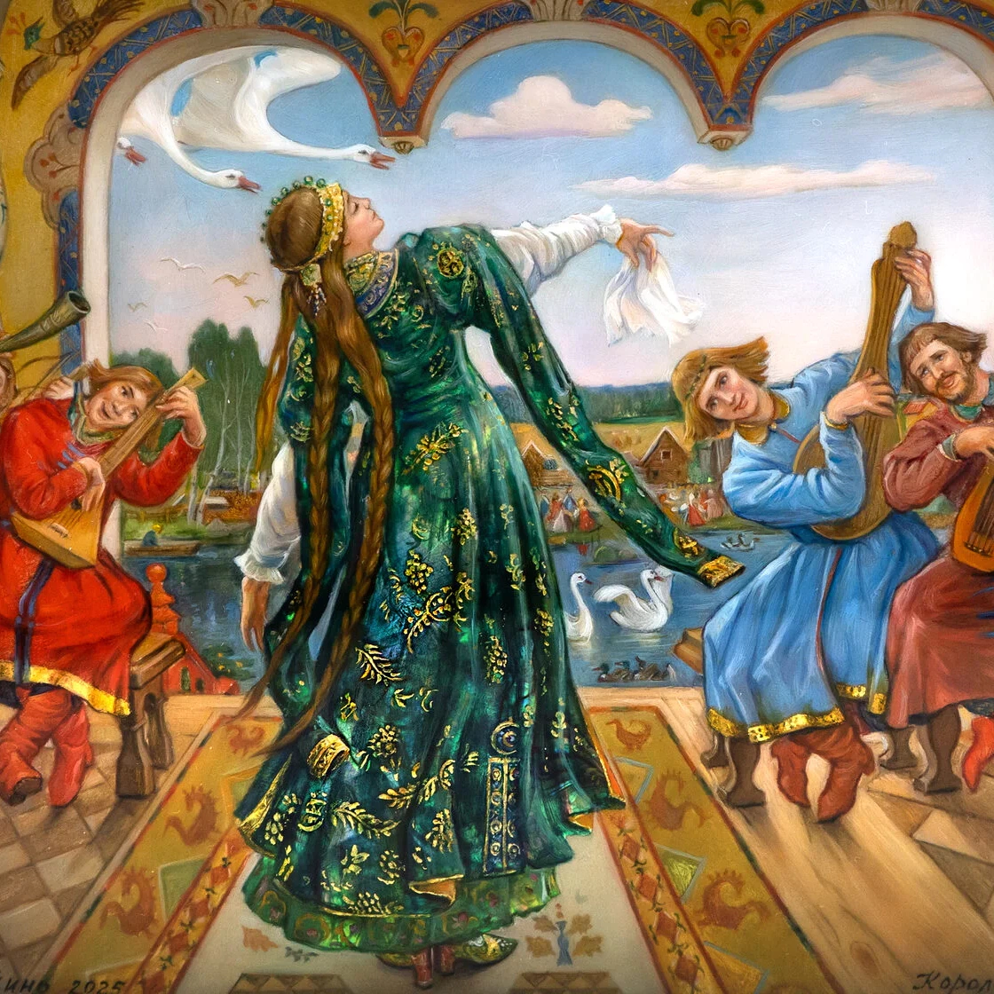 Шкатулка "Царевна-лягушка" Королева, Федоскино