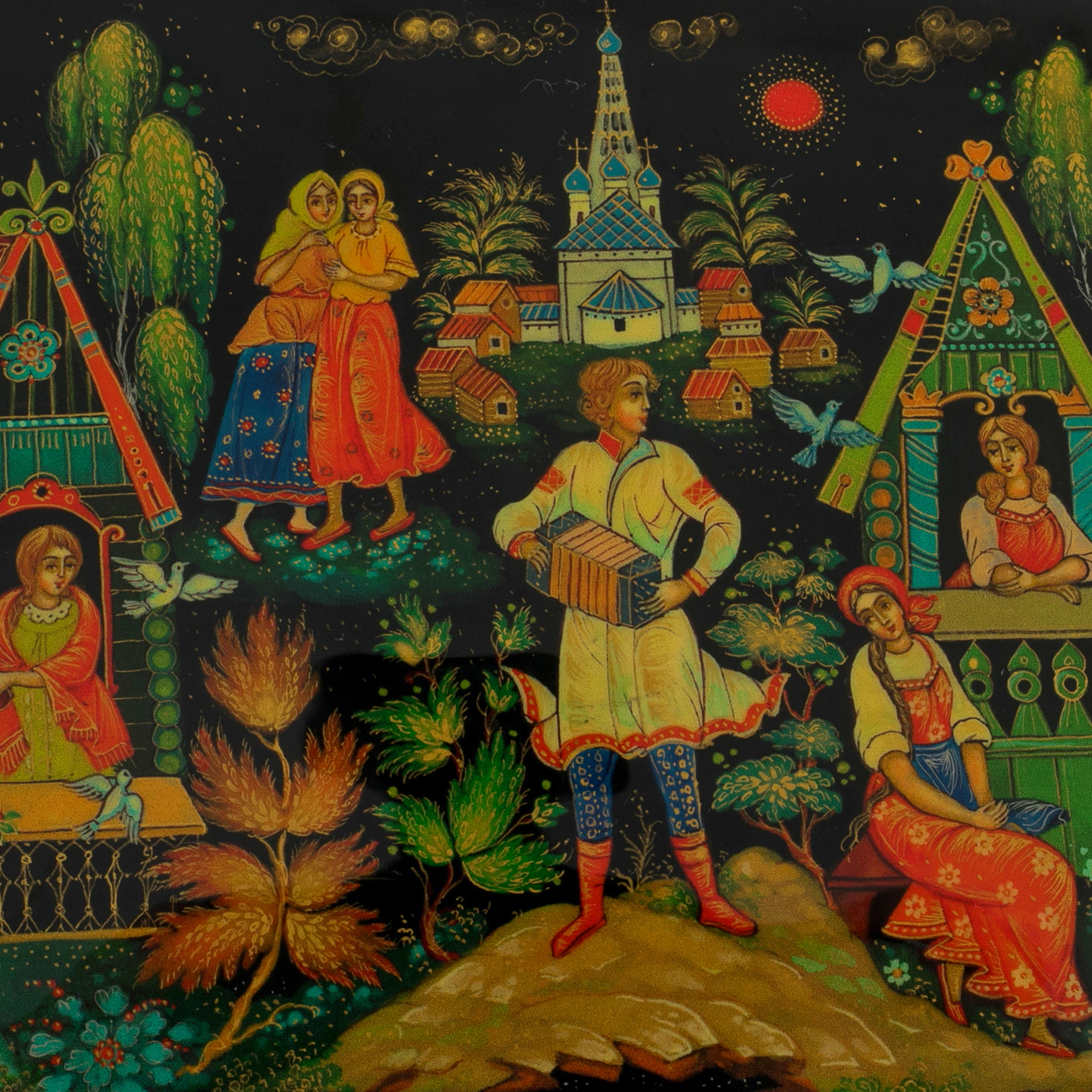 The Harmonica box by Ivanov, Palekh