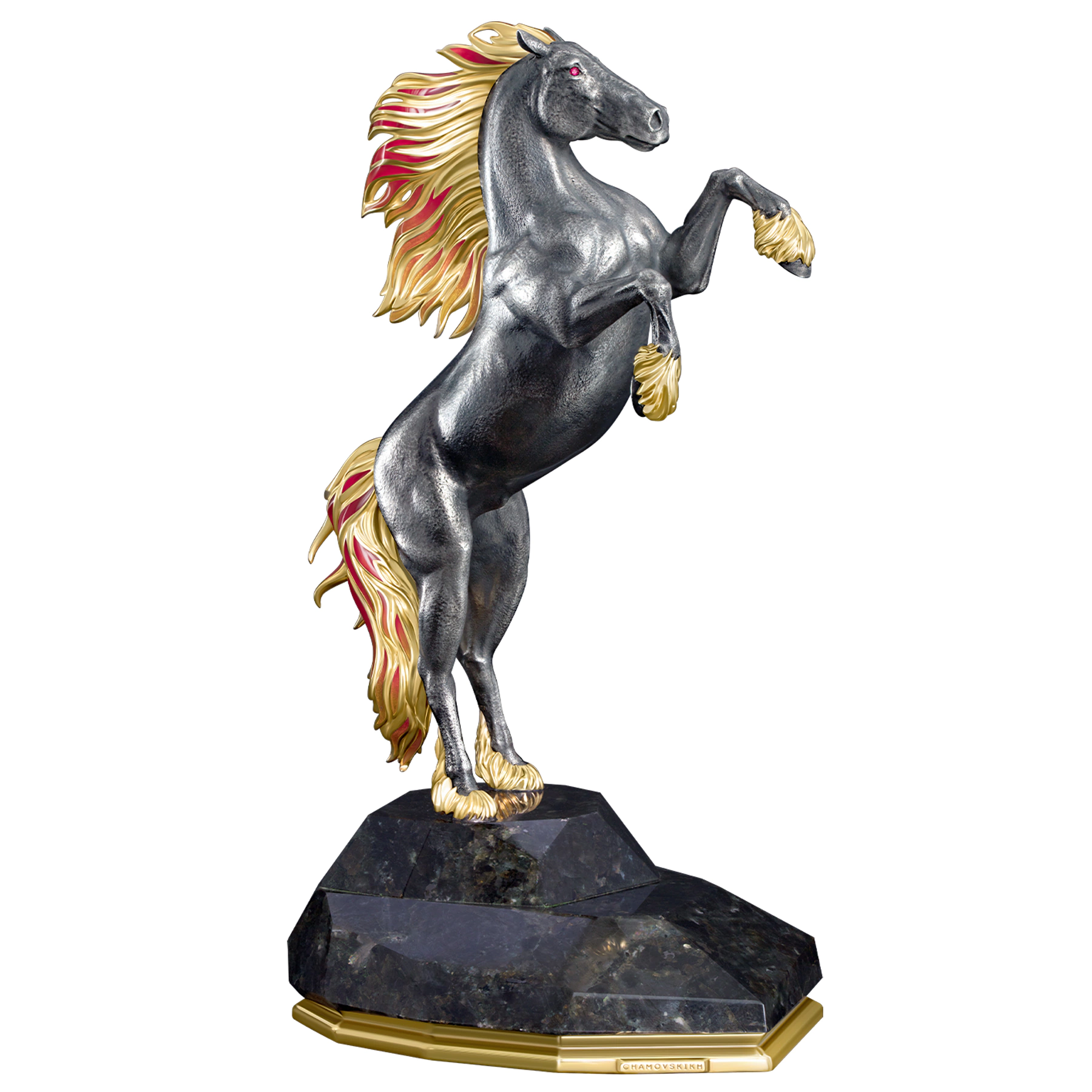 Silver table sculpture "Fire-maned Horse"