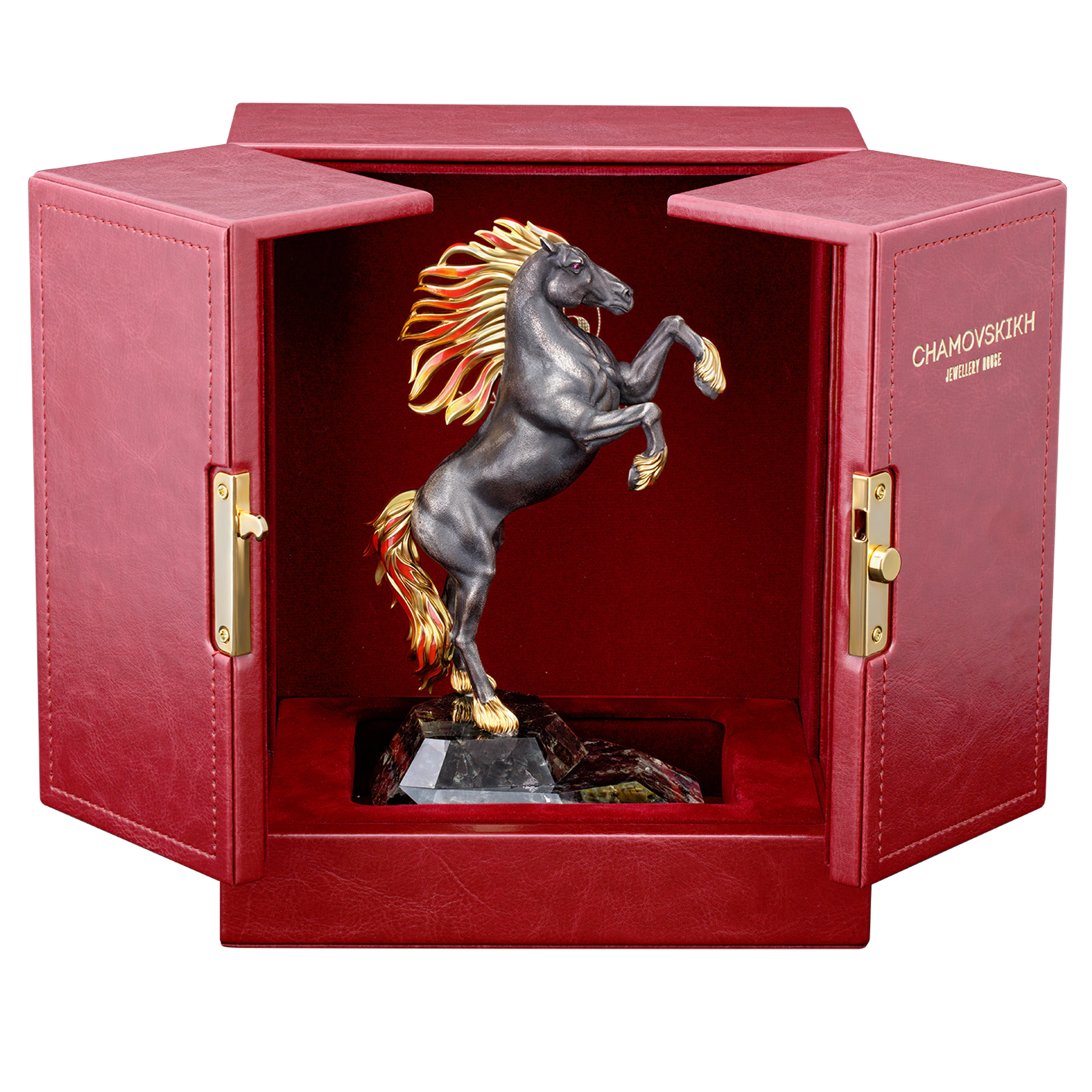 Silver table sculpture "Fire-maned Horse"