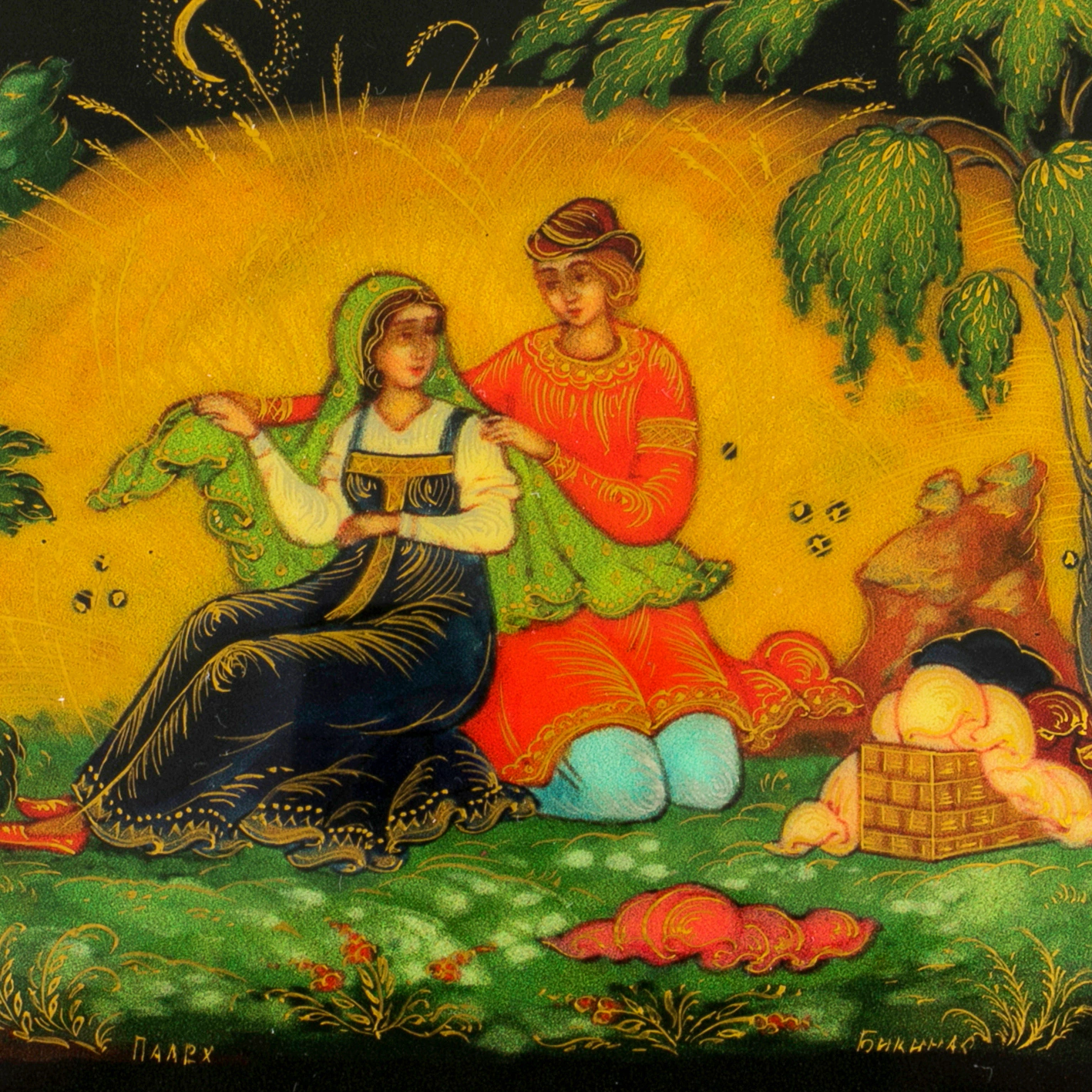 Шкатулка "Коробейник" Бикина, Палех