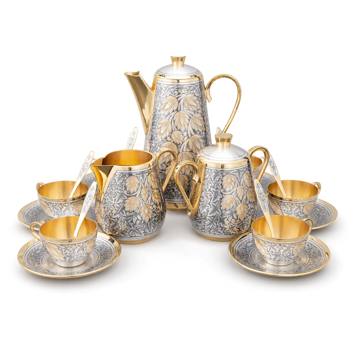 Silver coffee set "Hop" for 6 persons
