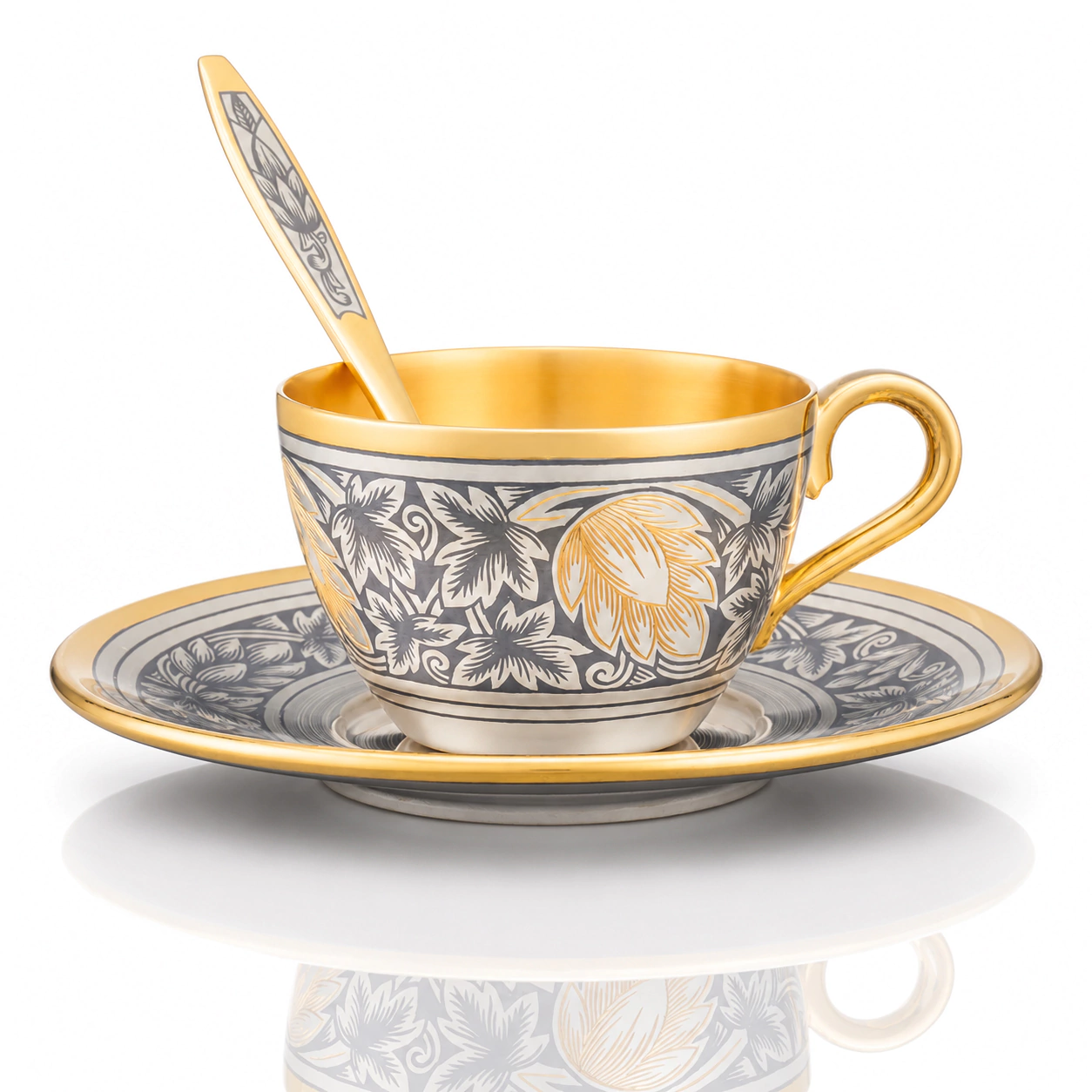 Silver coffee set "Hop" for 6 persons