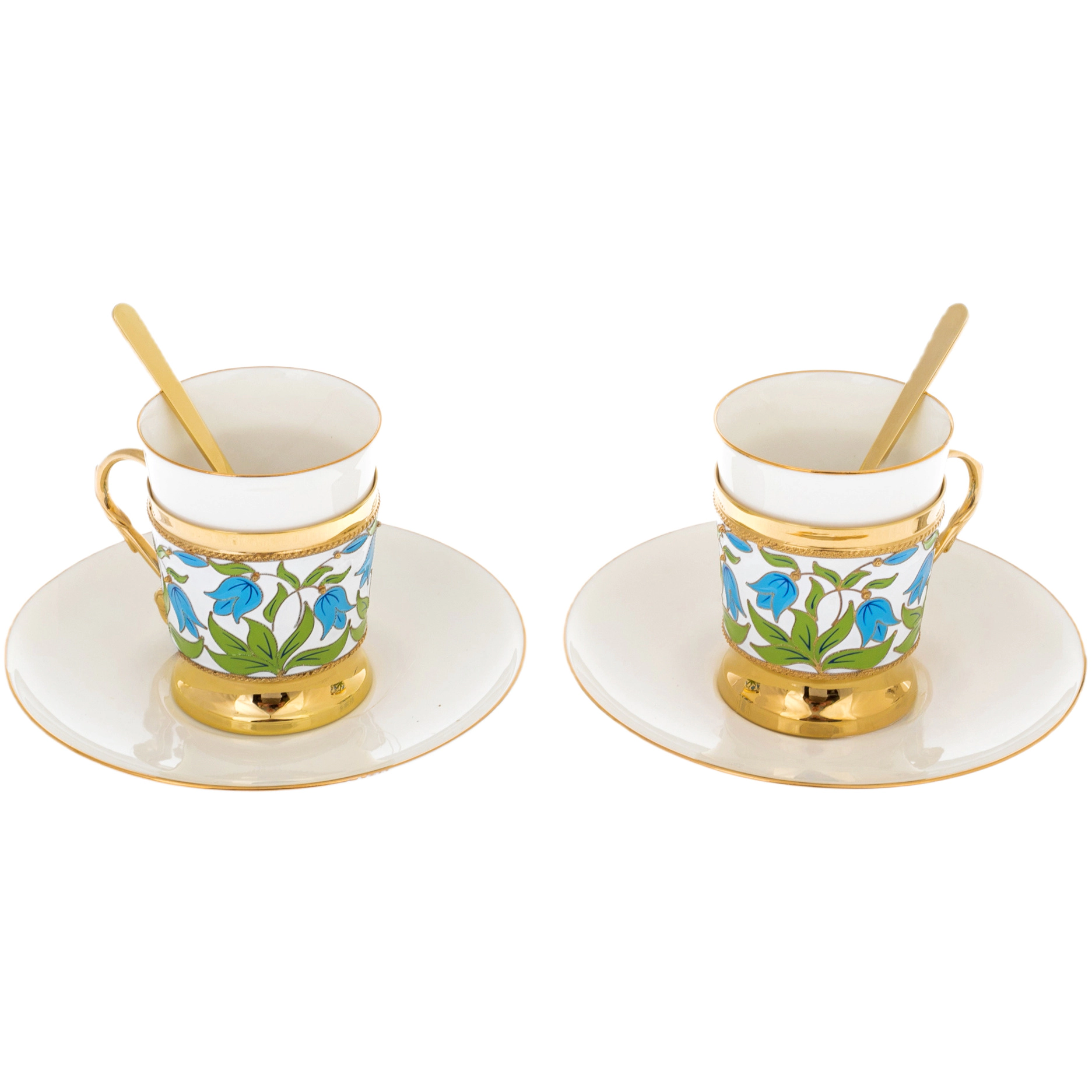 Silver coffee set "Bells" with gilt, for 2 persons