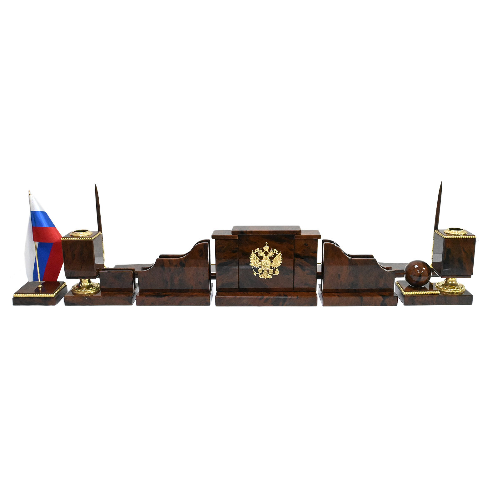 Настольный набор из обсидиана "Дипломат"