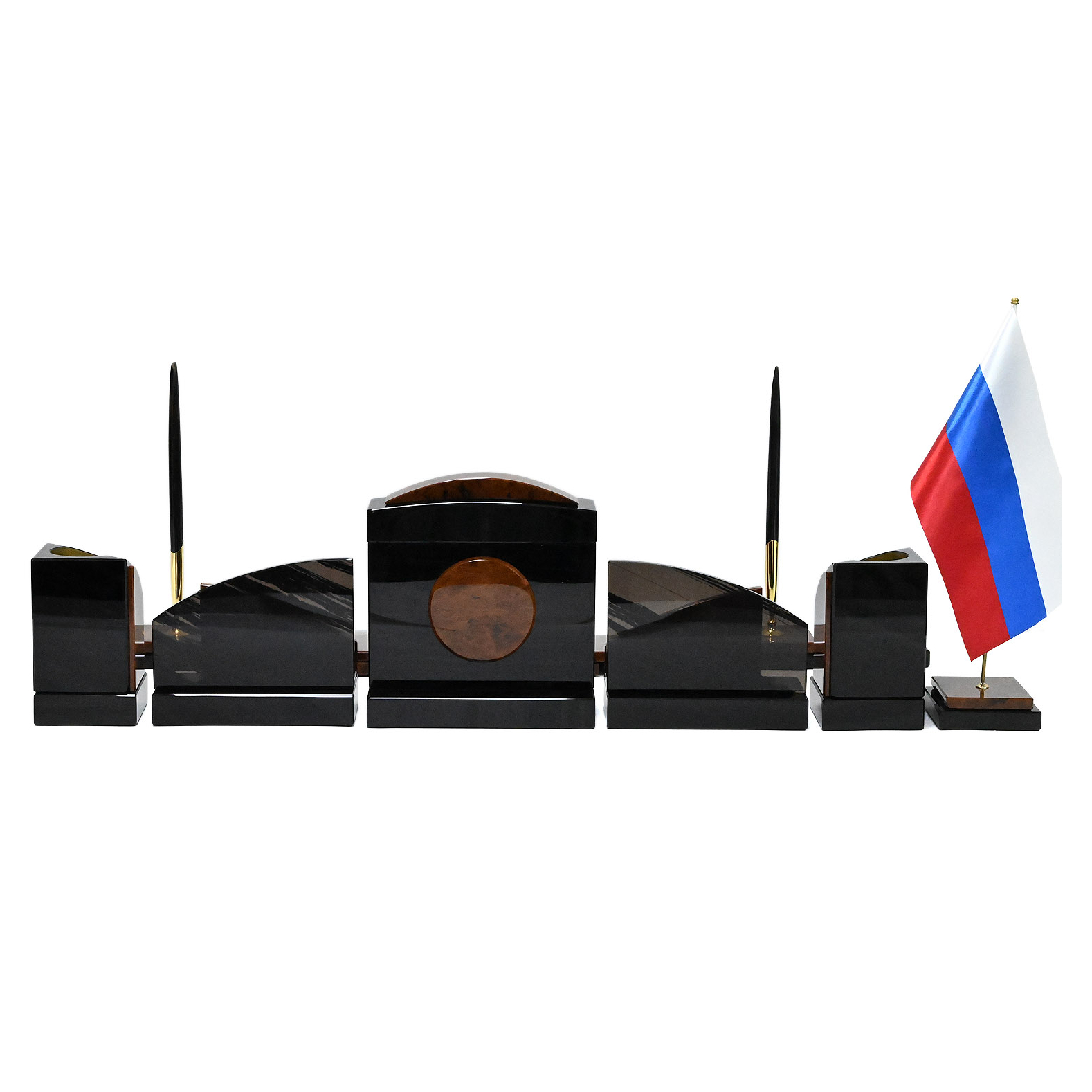Настольный набор из обсидиана "Вернисаж"