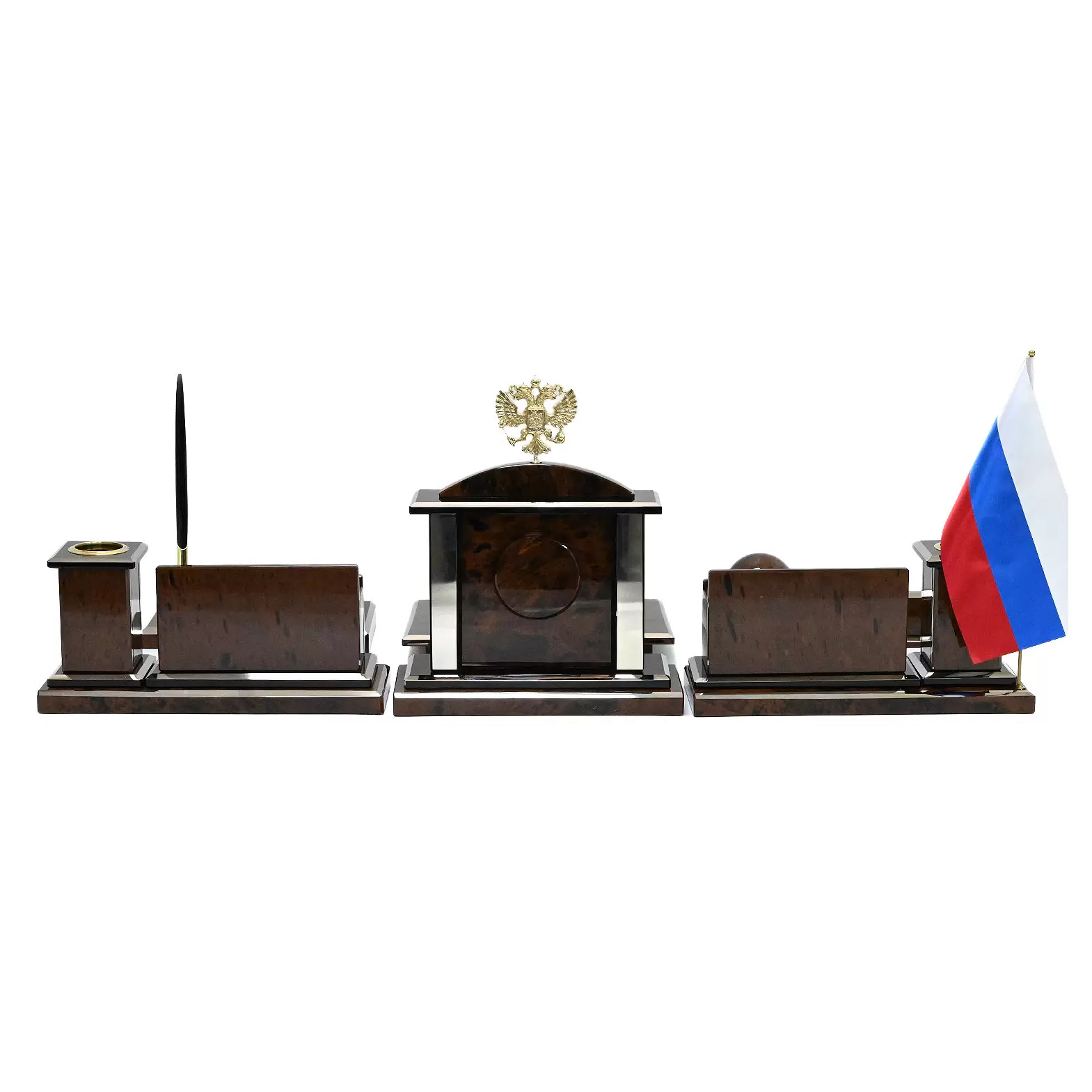 Настольный набор из обсидиана "Герб"