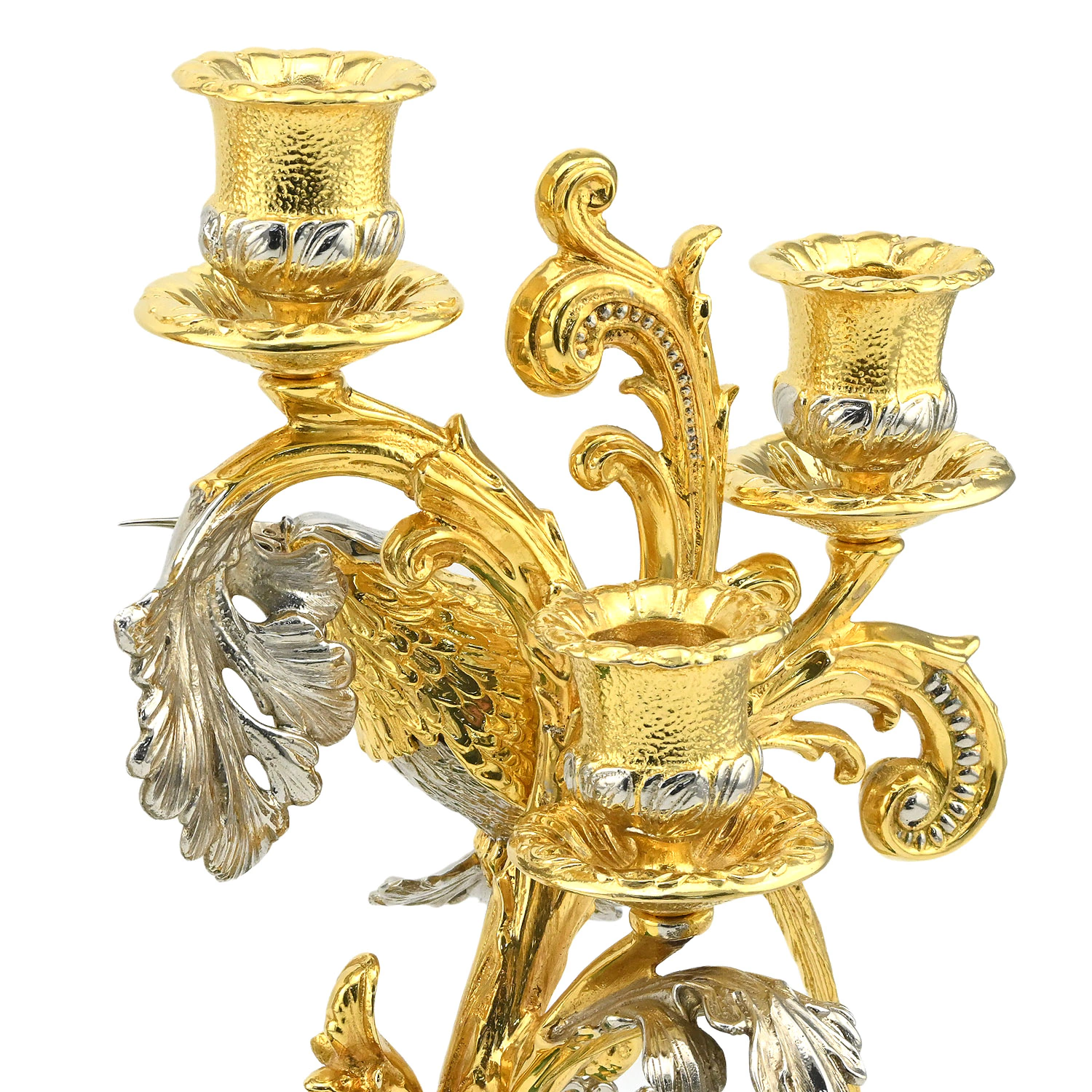 Каминные часы из бронзы и малахита "Эдем" с подсвечниками