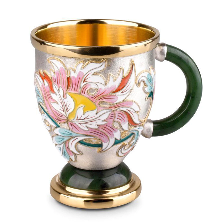Coffee cup "Aroma of the morning" (silver, enamel)