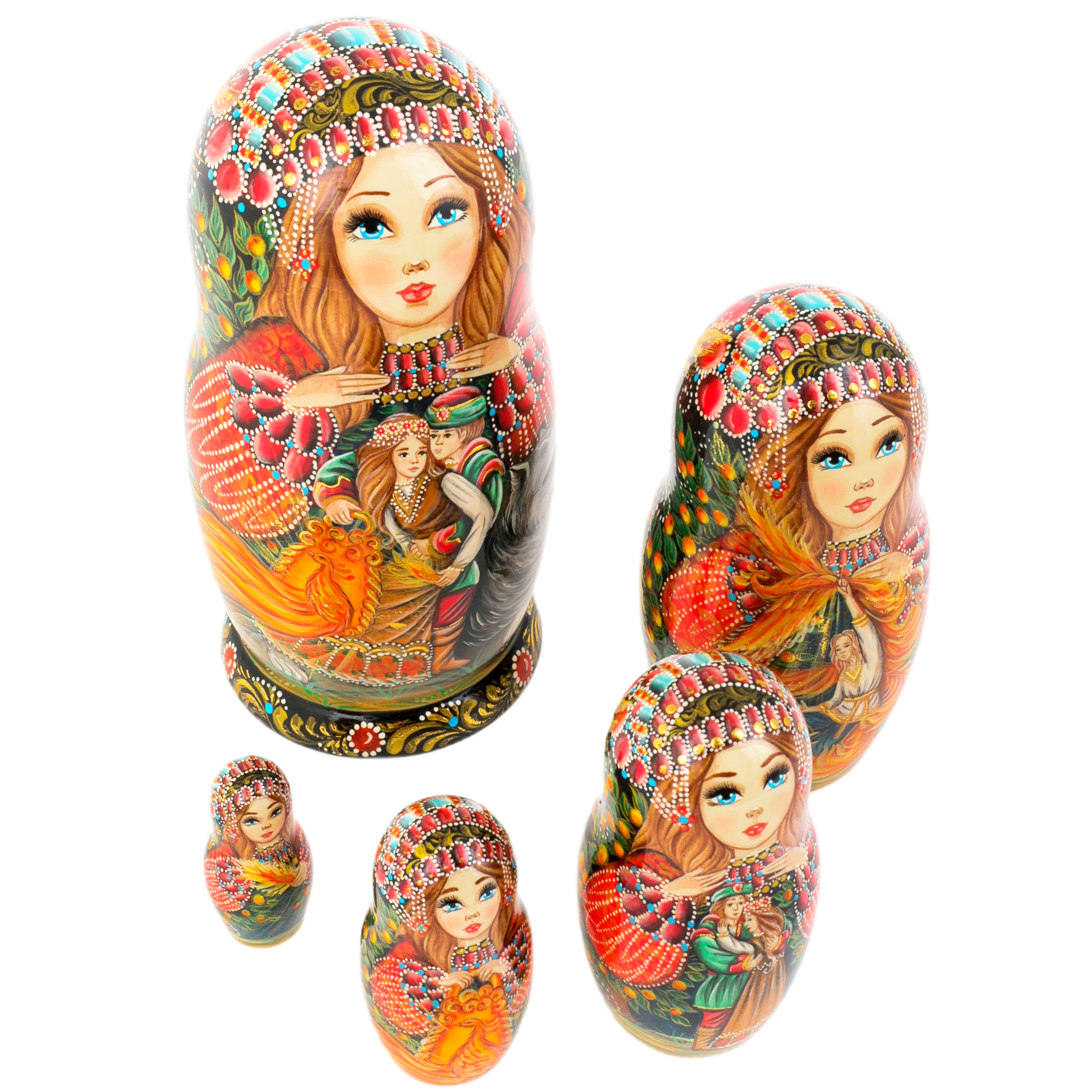Матрешка на 5 мест "Жар-птица" 20 см