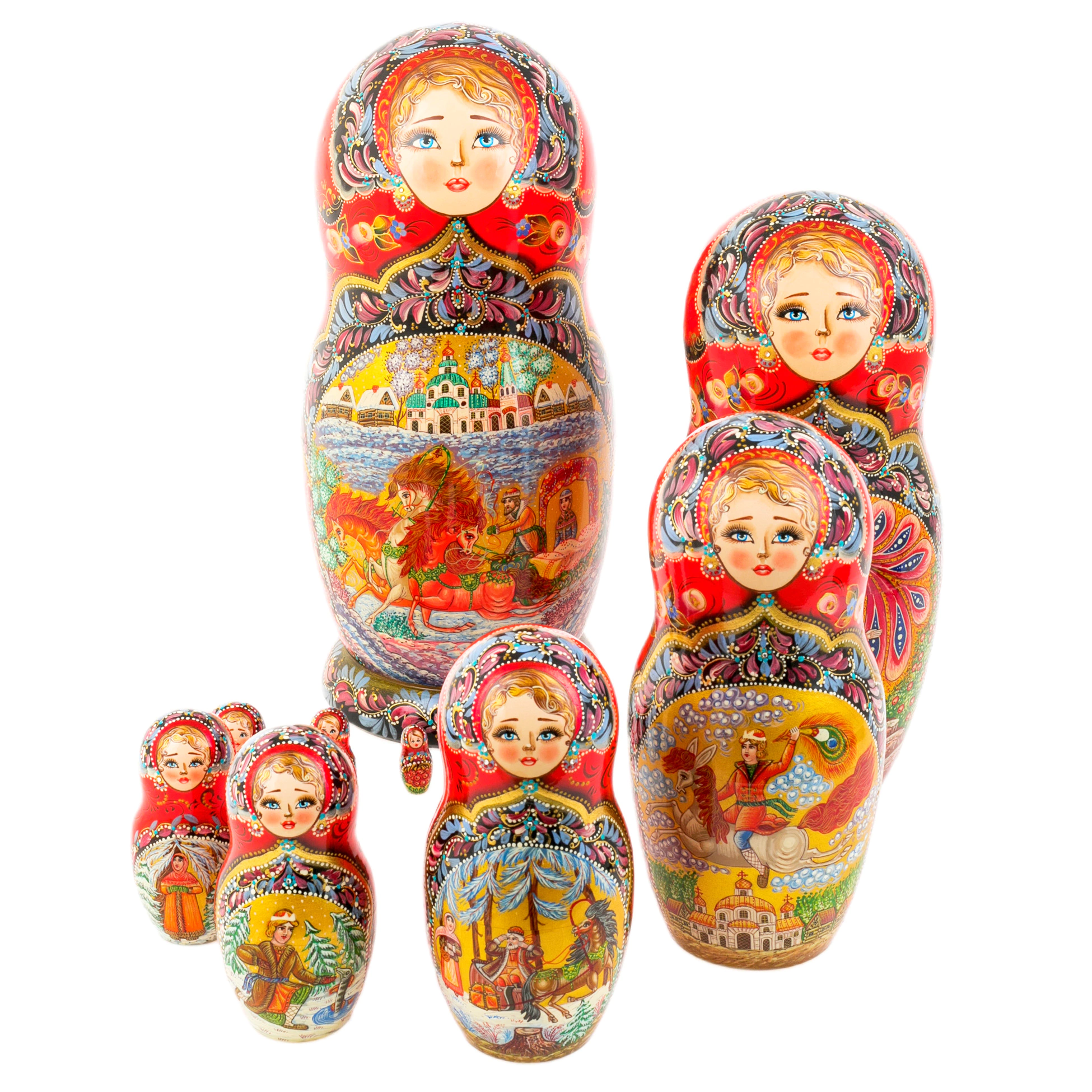 Матрешка на 10 мест "Букет. Зимняя" 37 см