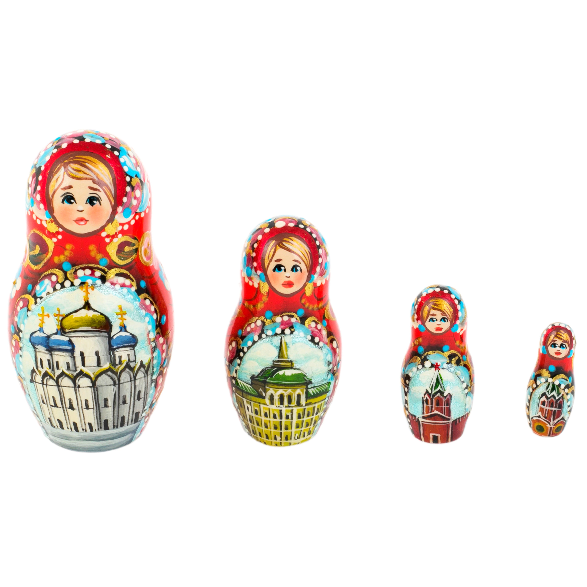 Матрешка на 10 мест "Букет. Зимняя Москва" 32 см