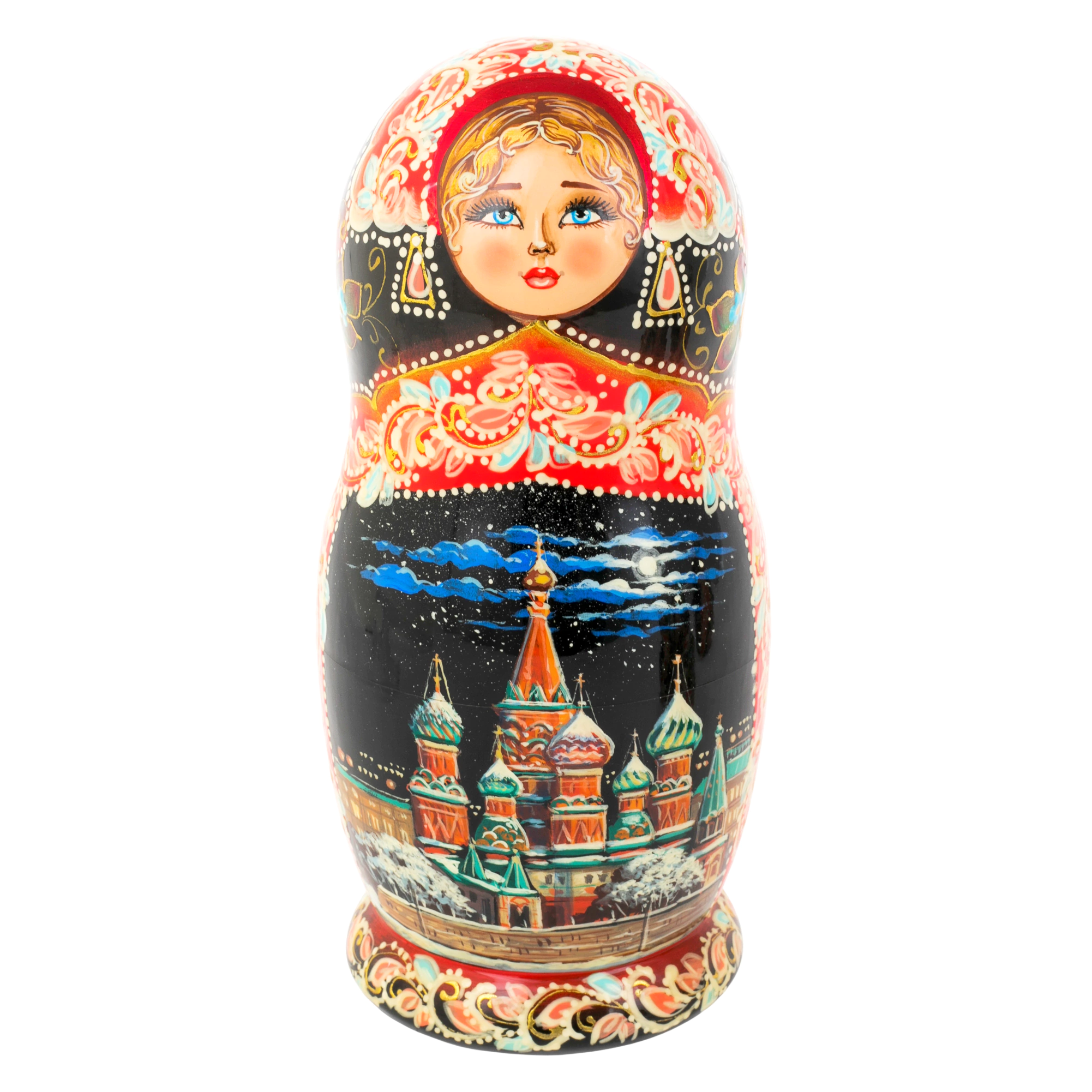 Матрешка на 5 мест "Букет. Ночная Москва" 20 см