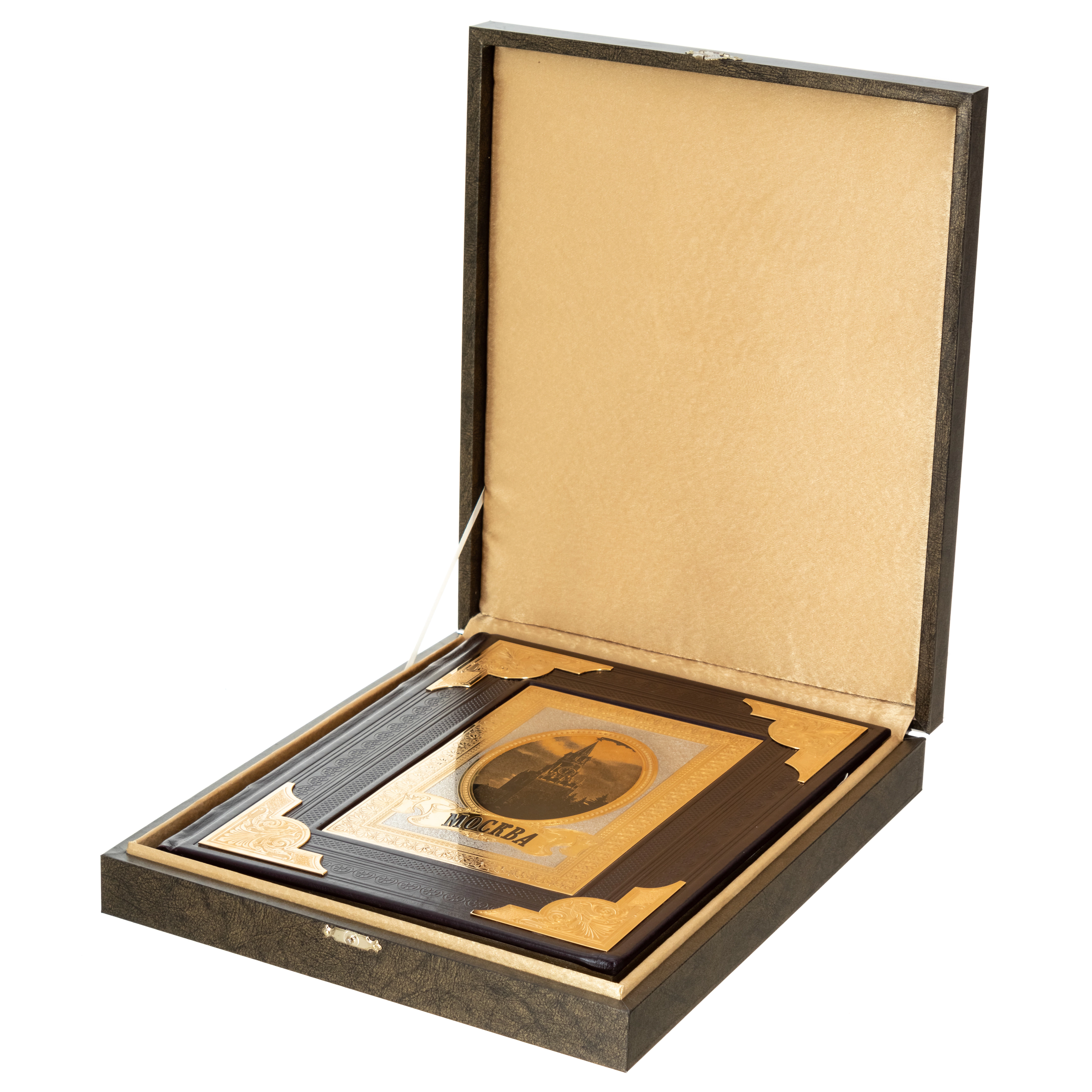 The book is a photo album in leather binding and a salary "Moscow" Zlatoust