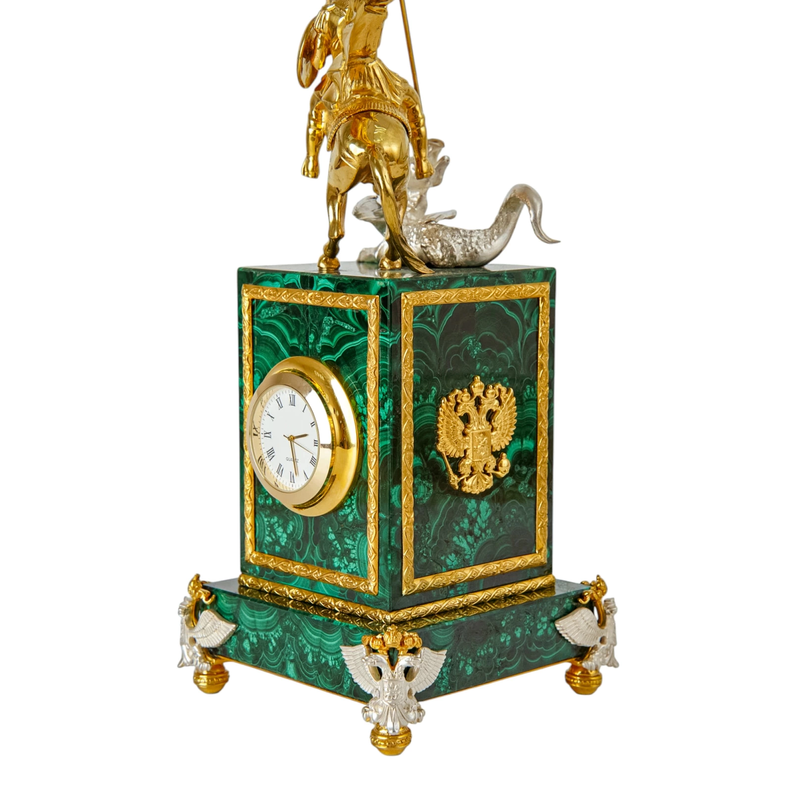 Malachite clock "George the Victorious"