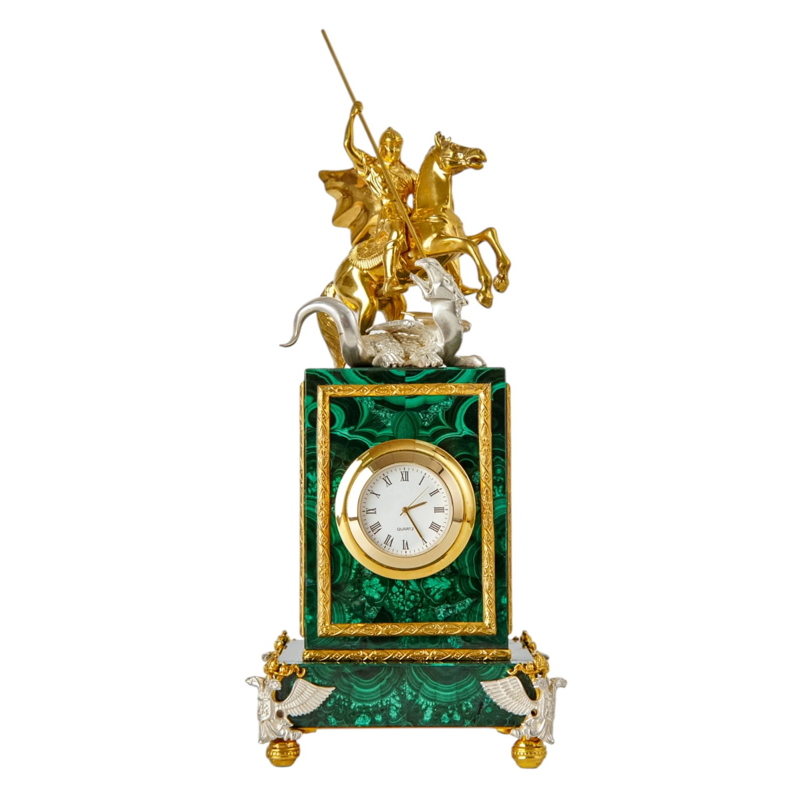 Malachite clock "George the Victorious"