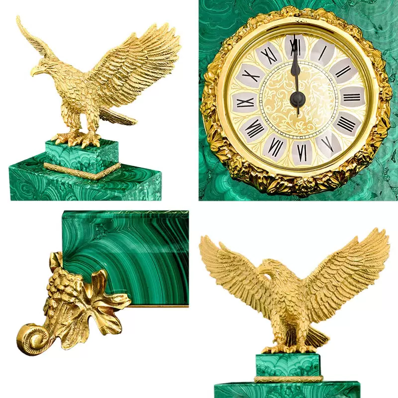 Malachite watch with an eagle