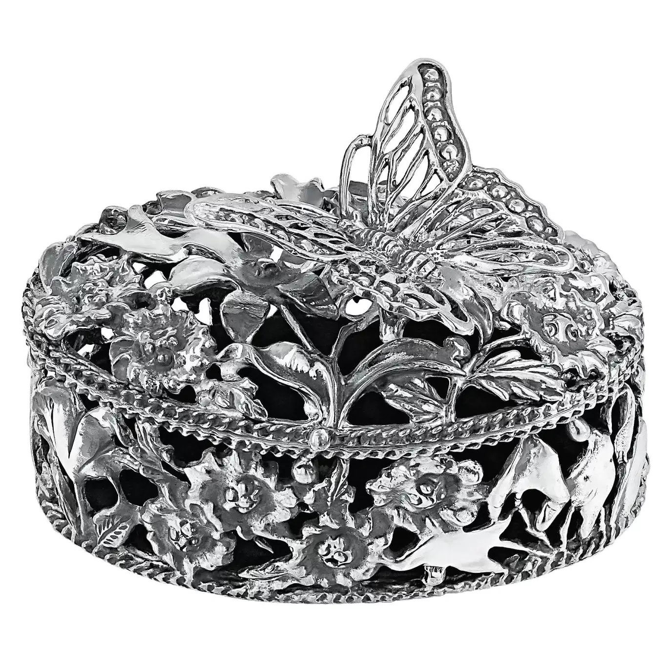 Silver Butterfly jewelry box with blackening