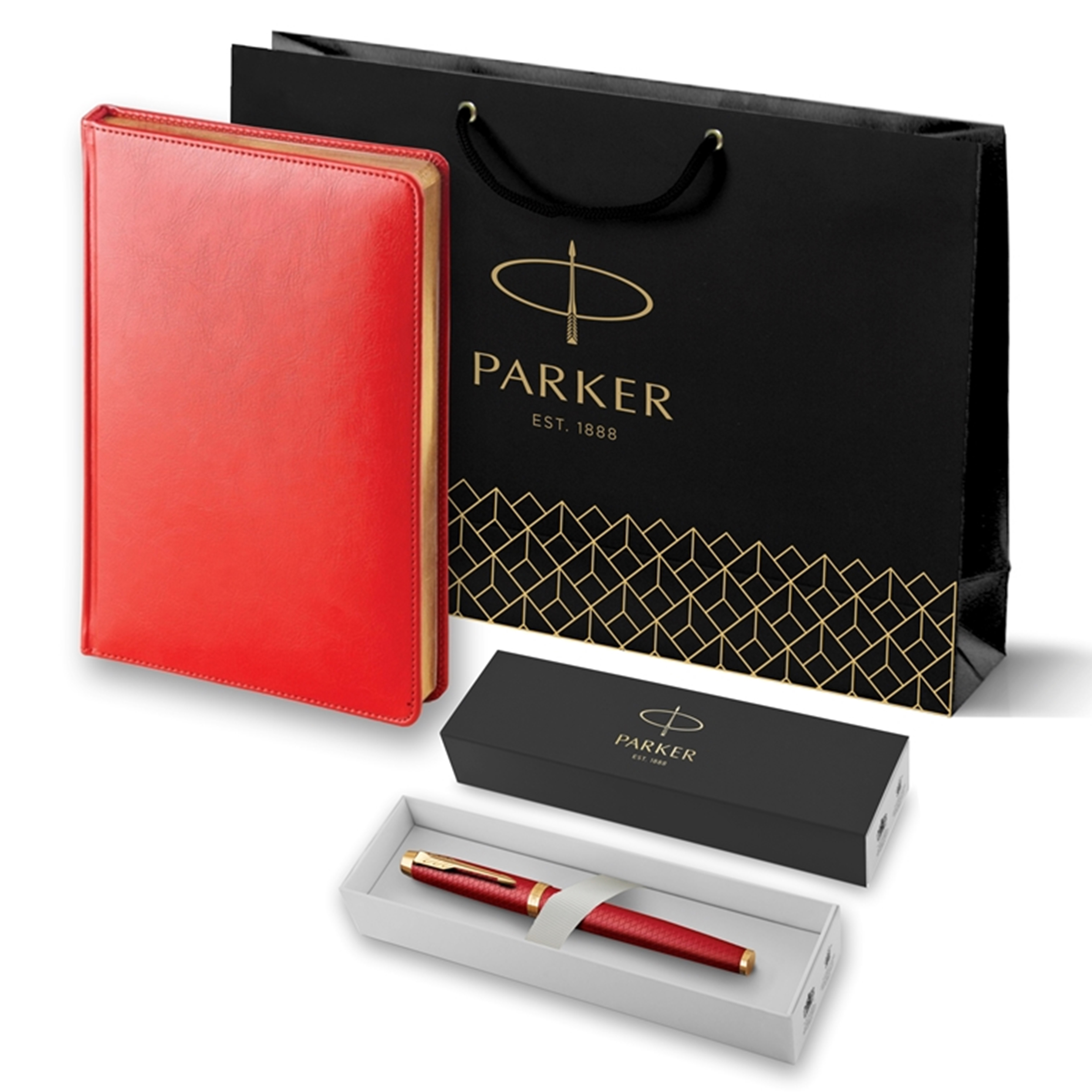 Подарочный набор: ручка роллер Parker IM Premium T318 Red GT с ежедневником